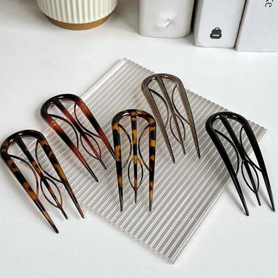 Waterproof Resin Hair Fork Geometric Headwear Fashion Lazy Hairpin  Girls