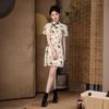 National style new Chinese floral small short cheongsam young retro slim and thin high-end women's daily cheongsam