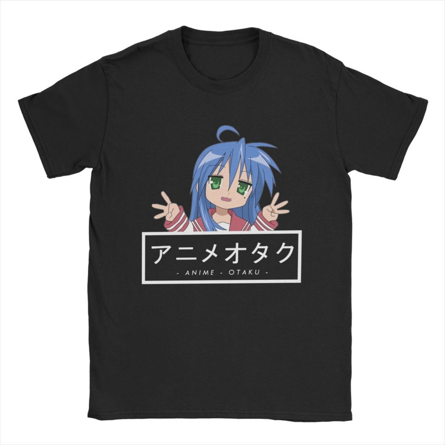 

Мужские футболки Otaku Konata Izumi Lucky Star Юмористические хлопковые футболки с коротким рукавом Футболки с аниме-футболками с круглым вырезом с принтом S чёрный