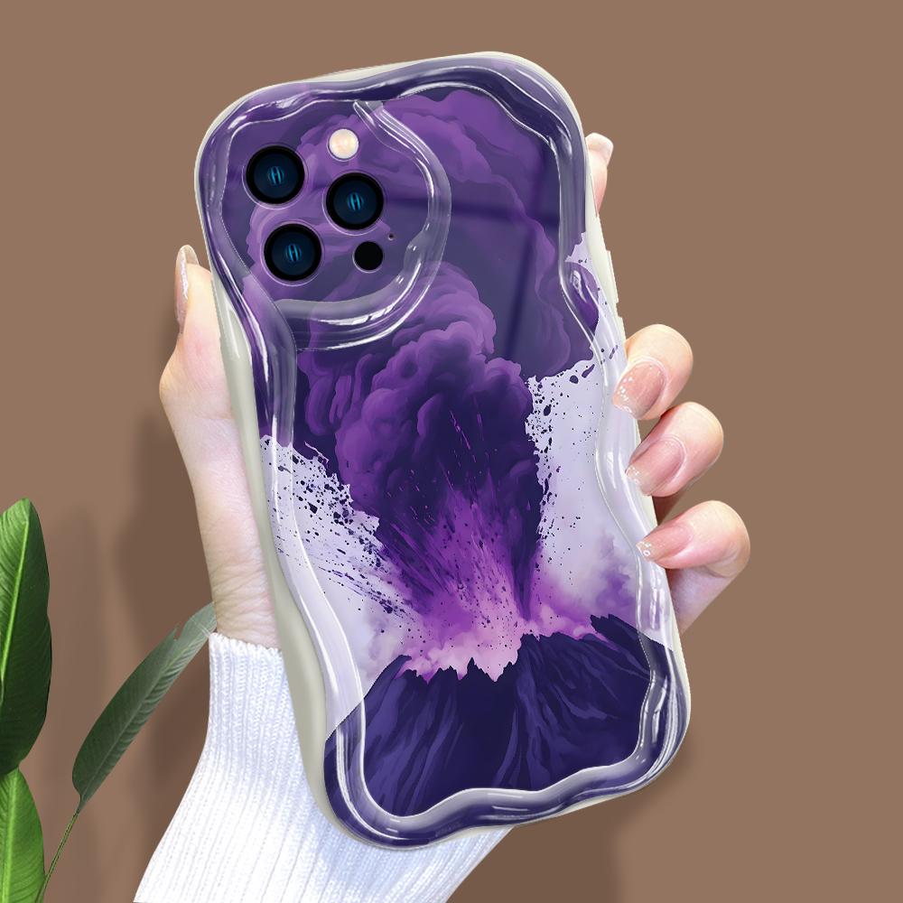 Cartoon Pattern Cream Texture Casing Wavy Edge Soft Silicone Cover Phone Case for IPhone Samsung Huawei Honor Xiaomi Redmi Infinix Tecno