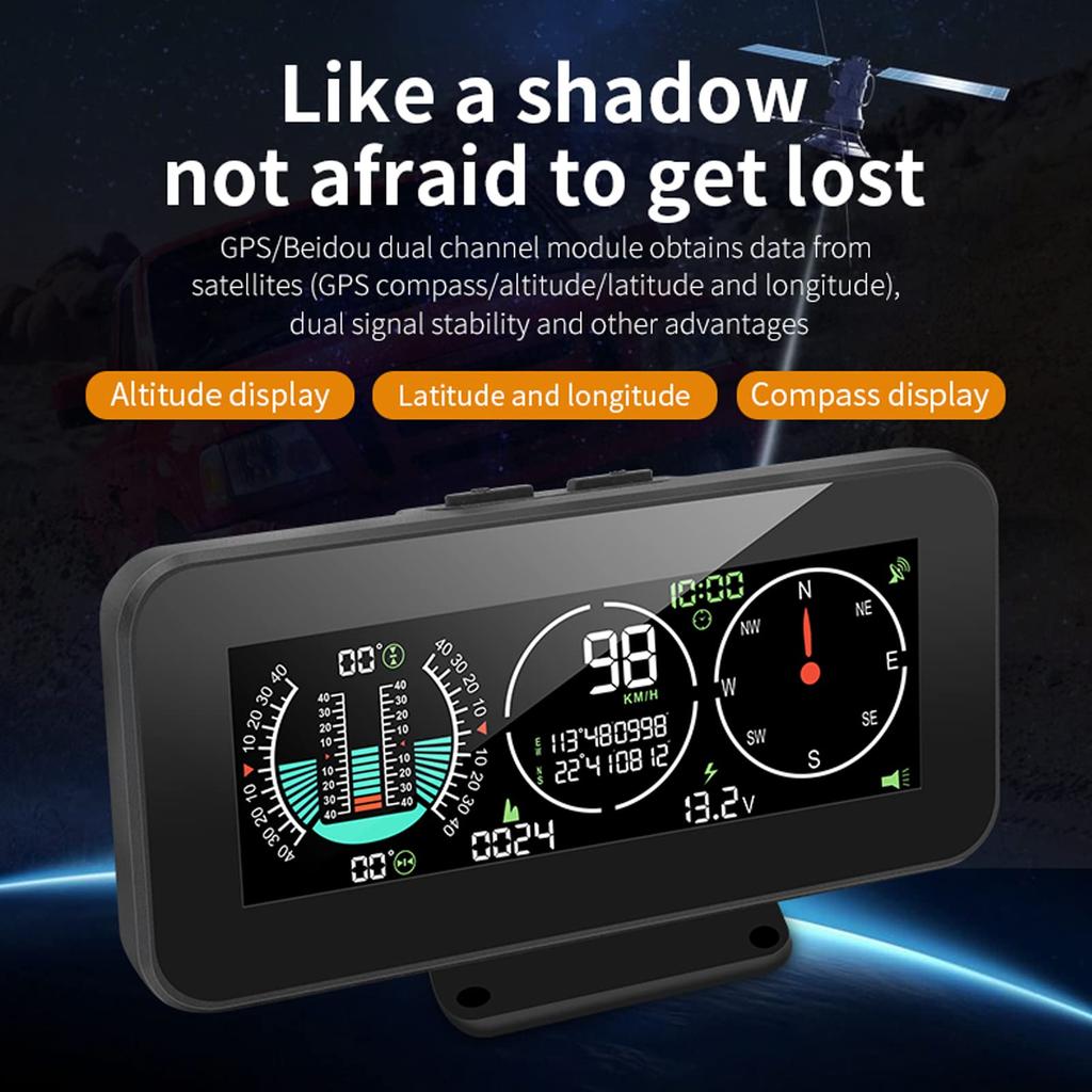 Car Head-up Display, Universal Digital Car HUD Display with Angle Gradient and Speedometer and