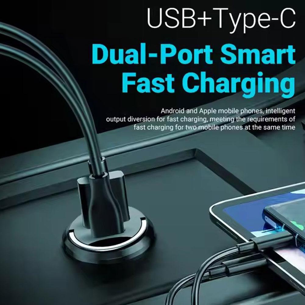 100W QC3.0 PD Mini Car Charger 12-24V Lighter Fast Charging Car USB Type C Charger for Xiaomi Samsung Huawei iPhone Power