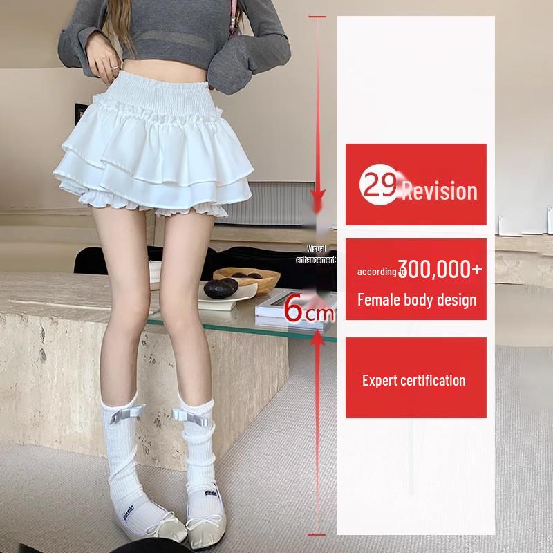 

2024 Women s A-Line High Waist Ballet Style Skirt - Sweet & Spicy Puffy Short Skirt for Spring/Autumn M білий