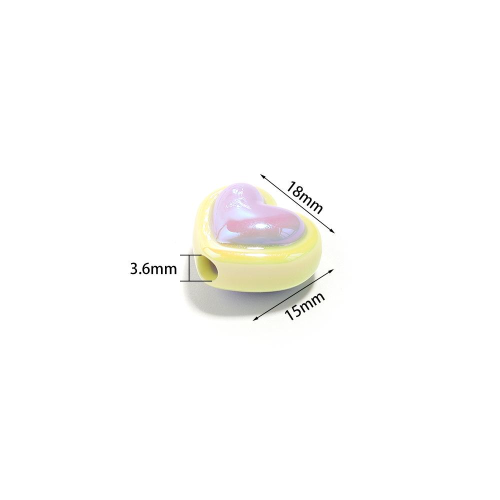10-Pack Acrylic UV-Plated Two-Color Peach Heart Bead Phone Chain Pendant