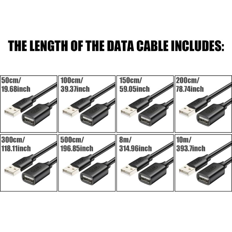 USB 2.0 Male to Female Extension Cable for 480Mbps Fast Data Transfer and Charging for Computers and Mobile Power