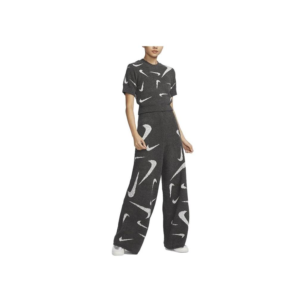 Nike Sportswear Phoenix Cozy Bouclé All-Over Print High-Waisted Wide-Leg Knit Casual Pants Women Pants Medium-Gray FD4289-254