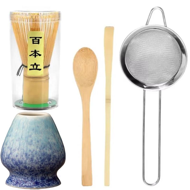 1-5PCS Japanese Matcha Tea Set Kiln Turned Ice Flower Bamboo Whisk Teaspoon Spot Tea Sets Indoor Tea-making Tools Accessories