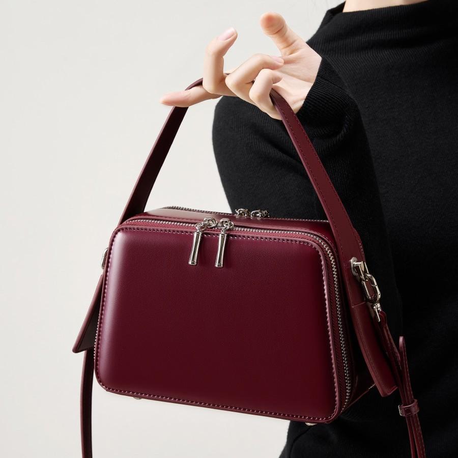 Dojíždějící Kožená Malá Čtvercová Taška Všestranná Přenosná Dámská Taška Niche Design Taška přes Rameno Messenger