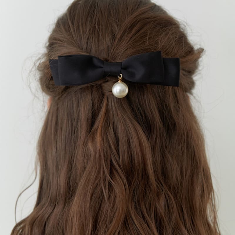 

CARRY BARRETTE Carry Barrette Cherie Ribbon Pearl Hair pin (new) Race Black