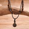 2Pcs Ethnic Layering Beaded Necklace Set Adjustable Leather Cord Jewelry With Natural Stones Holiday Gift For Adults