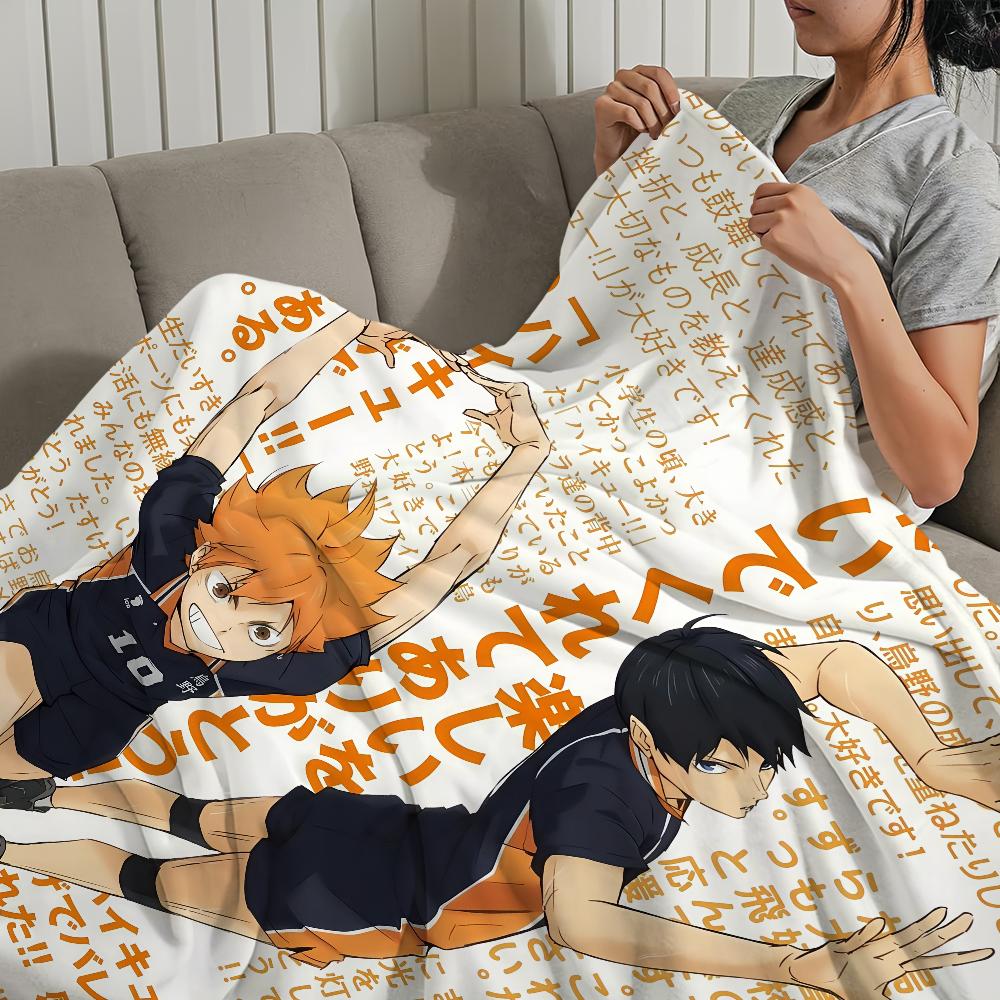 Comic Anime Art H-Haikyu S-Shoyo Hinata Blanket Flannel Warm Soft Plush Blanket for Sofa Living Room Office Bedroom Travel Gift