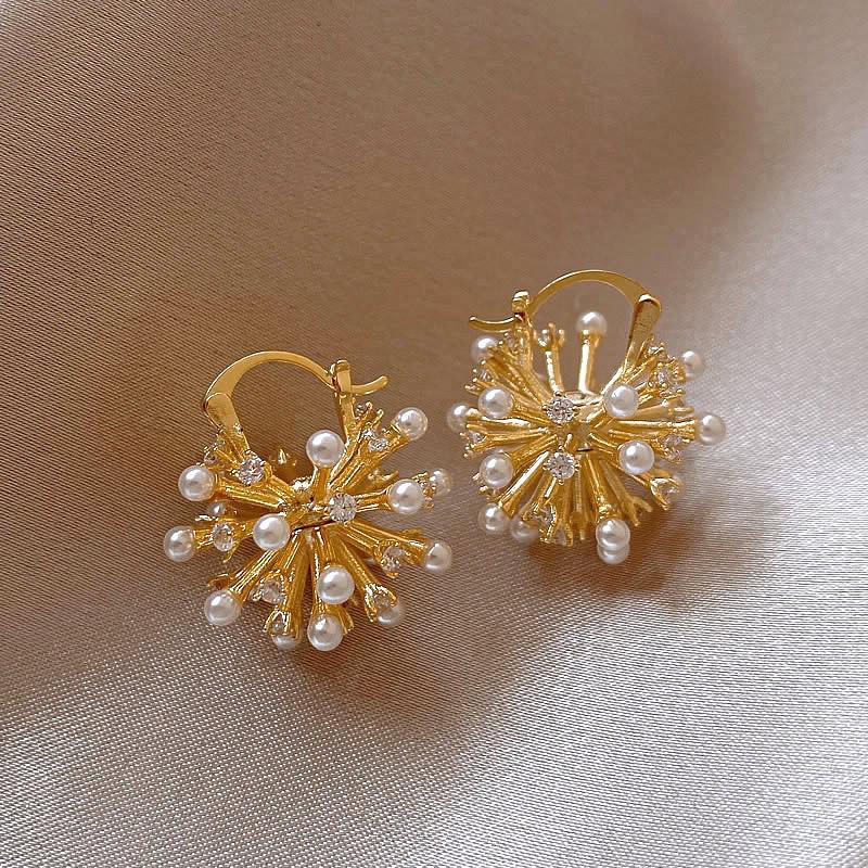 Elegant French Pearl Firework Earrings: Unique Design for Women’s Light Luxury