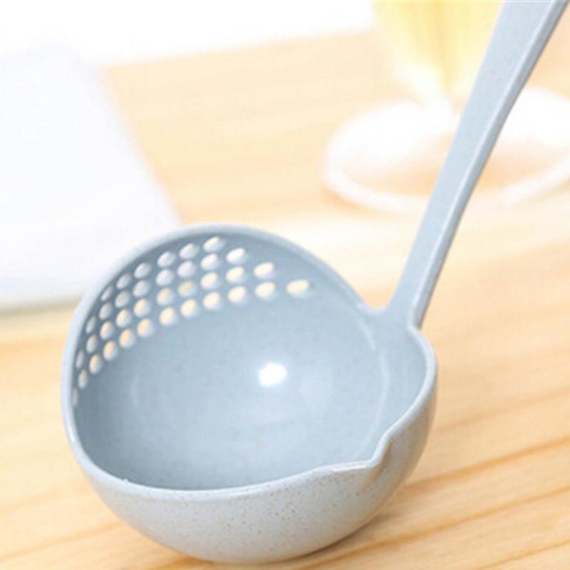 2 in 1 Filter Colander Pot Porridge Soup, Long Handle, Big Spoon, Kitchen Tool