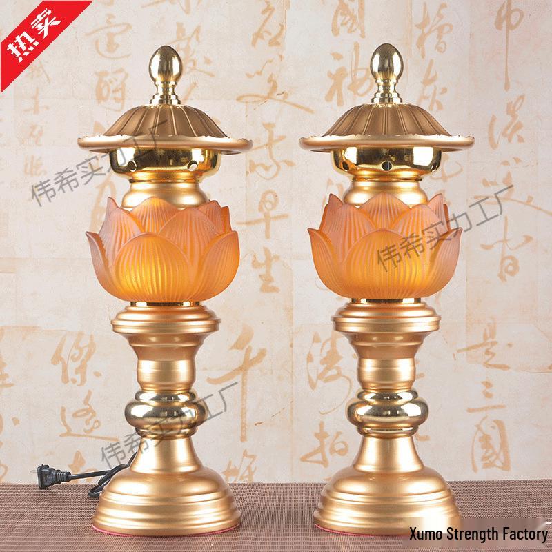 Lotus Buddha Lamp, Ever-burning Lamp, Seven-colored Offering Lamp, Glazed Lamp, Buddha Altar, Year of the Horse Buddha Lamp