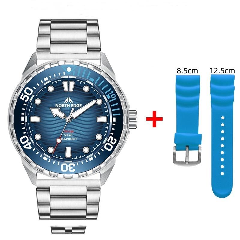 NORTH EDGE TRITON Solar Powered Dive Watch Japan MIYOTA Movt Quartz Watches For Men 316L Stainless Steel Case Waterproof 300M