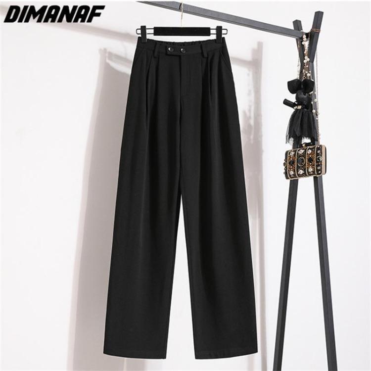 

Plus Size Women Pants High Waist Elastic Vintage Cotton Loose Long Trousers Solid Casual Female Basic Full Length Big Pants S чёрный