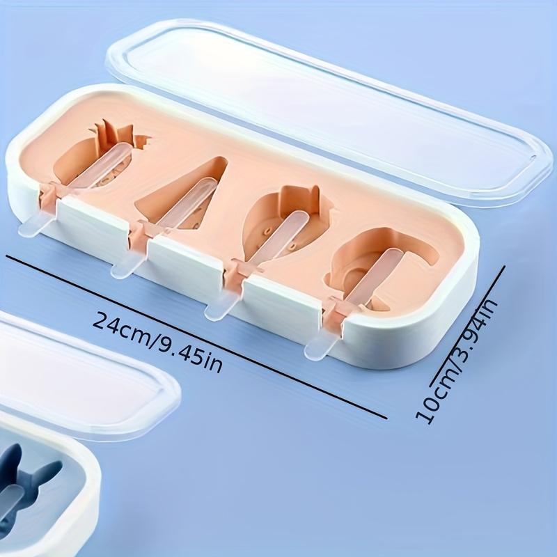 1ks Silikonová forma na nanuky bez BPA - DIY Stroj na domácí zmrzlinu a nanuky se zábavnými kreslenými tvary s víkem a dřívky