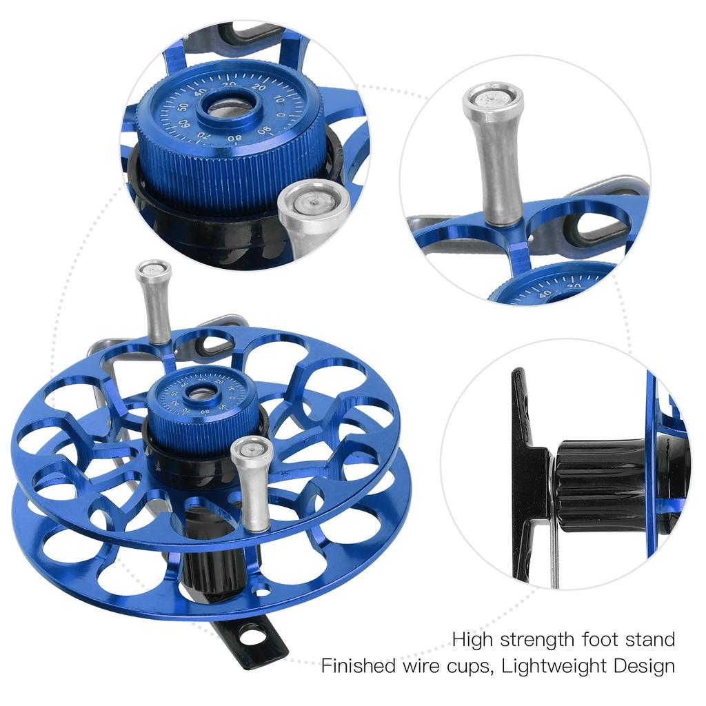 Fishing Gear Fishing Reel Portable Multifunction Allmetal Wind Wheel(Blue )