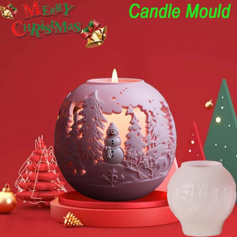 Christmas Ball Aromatherapy Candle Soap Mould Rose Flower Cake Decoration Scented Candle Mold Soap Mould Craft Baking Tools