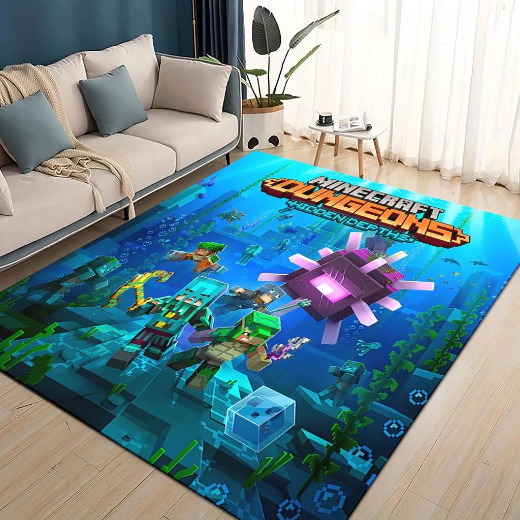3D S-Sandbox Game  Cartoon Area Rug Large,Carpet Rug for Living Room Bedroom Sofa Doormat Decoration,kid Play Non-slip Floor Mat