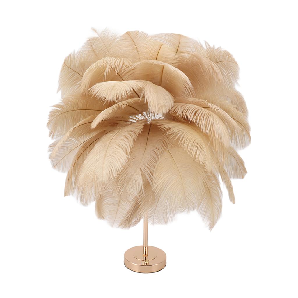Ostrich Feather Table Lamp Rechargeable Modern Romantic Decoration Lamp Bedroom Bedside Lamp for