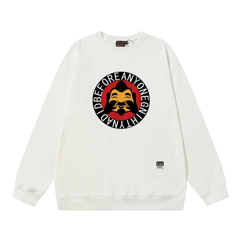EV God Fortune M Buddha Head Print Crewneck Sweatshirt Loose Fit Men Women Casual Top