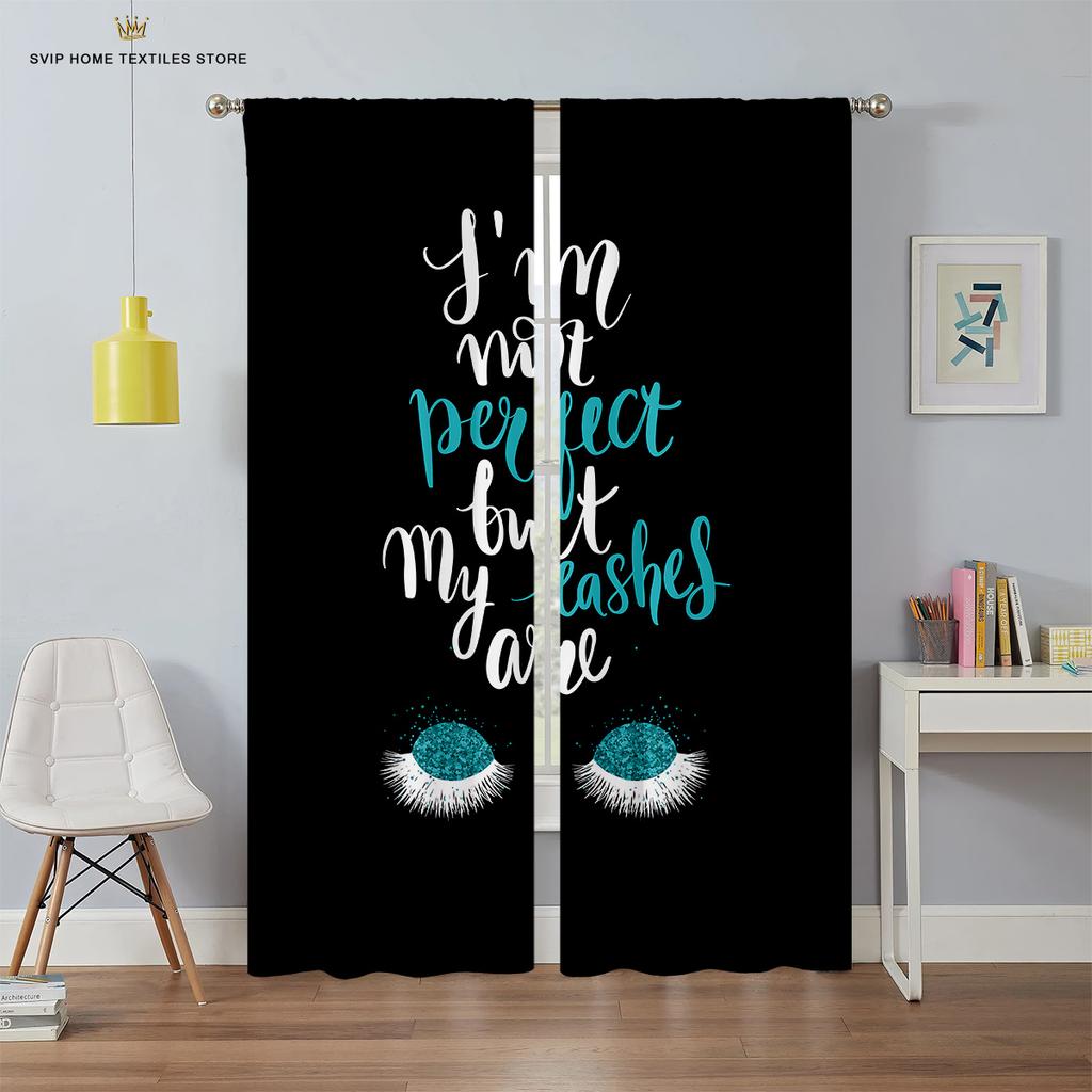 Thin Eyelash Eyes Shading Curtain for Living Room, Bedroom, Children, Windows, Bathroom Decor, Pink, Blue, Yellow, 2Pieces