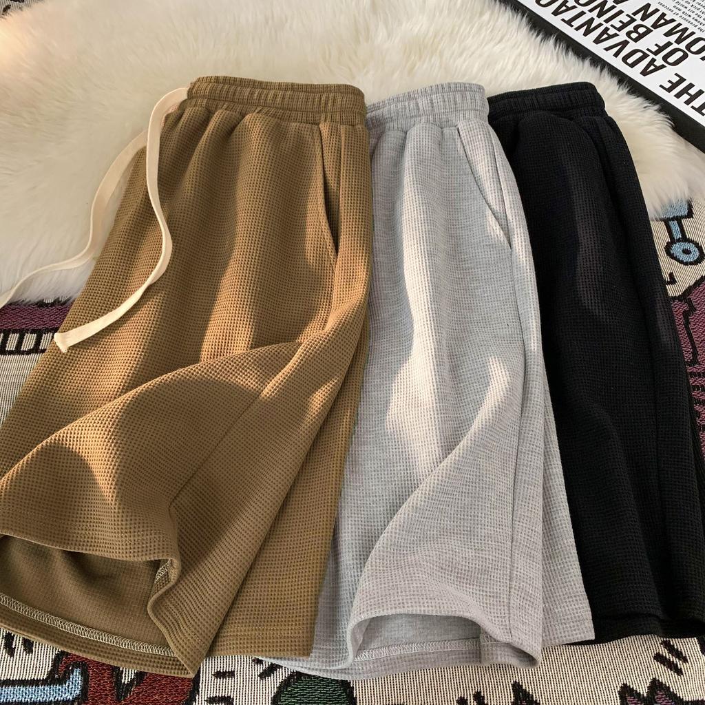 Modne szorty w kratę Walf dla mężczyzn, casualowy luźny krój, letnie, trendy, w stylu japońskim, sportowe spodenki pięciominutowe