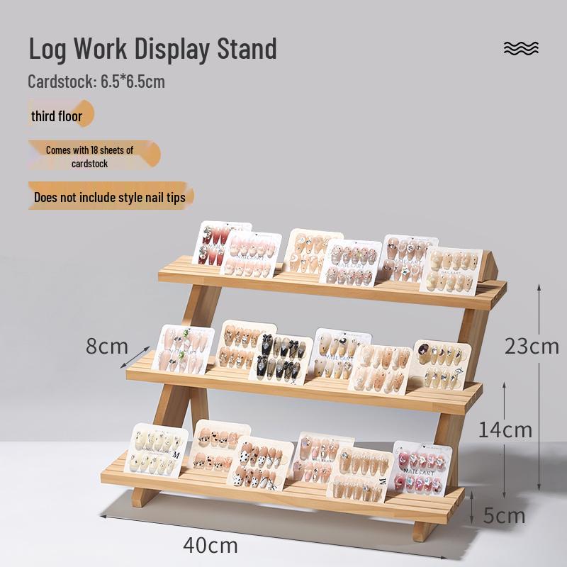 Solid Wood Nail Display Stand for Manicure Shops and Livestream Rooms