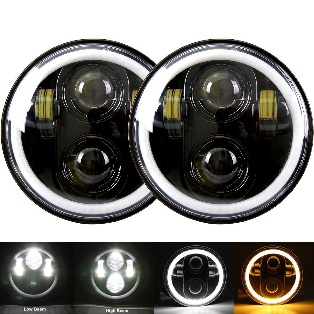 2 Pcs 5 3/4" Motorcycle Headlamp 5.75 Inch LED Headlight for Harley Triumph Rocket Iii 3 Speed Triple Street Triple Thunde