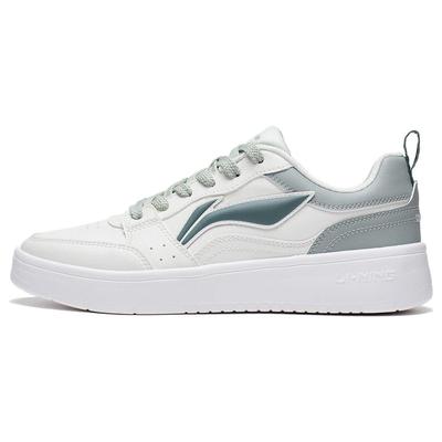 Li Ning Sycee Slip Resistant Cushioning Abrasion Resistant Low Top Skateboard Shoes Women's White Green AGCT340-2