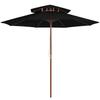 VidaXL Two-Tier Parasol with Wooden Pole, Patio Sunshade, Sun Shelter, Beach Parasol Garden Terrace 313766