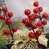 100/10PCS Red Artificial Berries Branch Christmas 7 Heads Holly Berry Stems DIY Craft Wreath New Year Party Xmas Tree Decoration