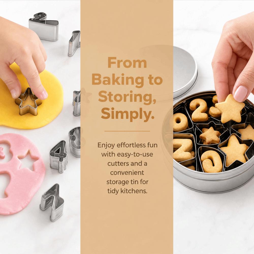 26pcs Digital Geometry Baking Mold Stainless Steel Number Pattern Mould Polymer Clay Craft