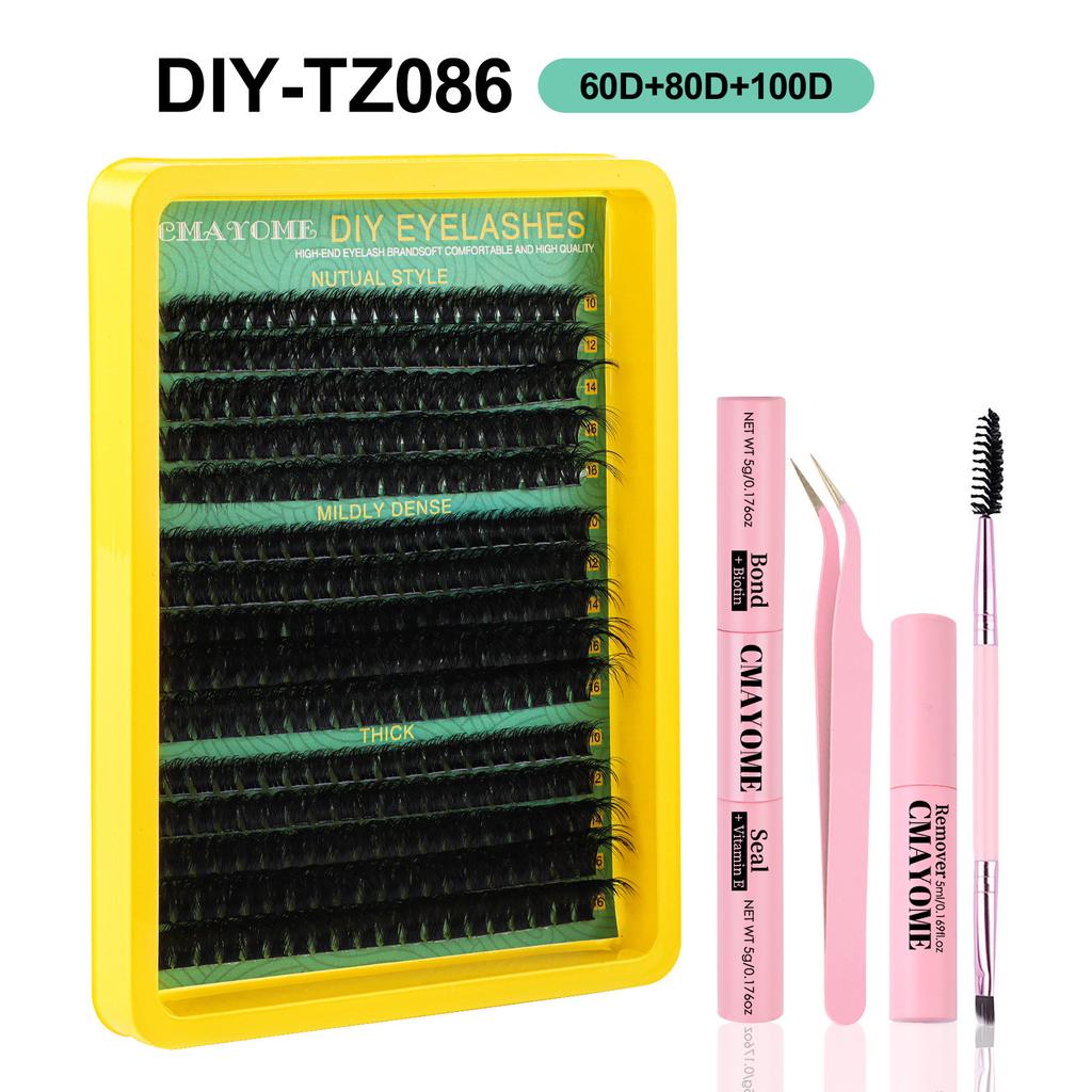Dense Dd Curled Mixed False Eyelash Set 10-16M Curled Diy Segmented Eyelashes