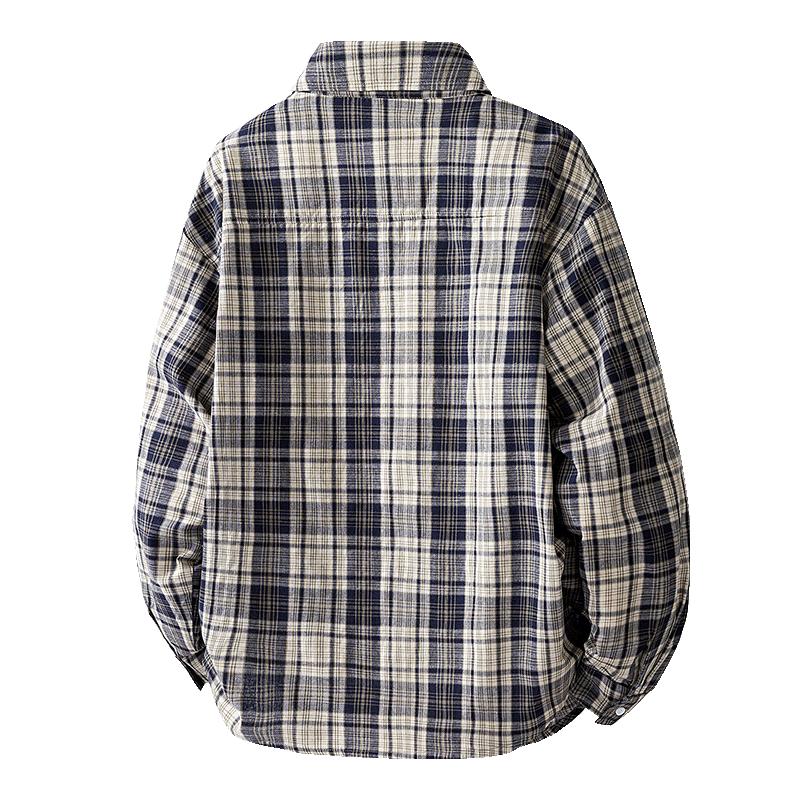 2025 Simple Plaid Long-sleeved Shirt Men Spring Autumn New Loose Casual Couple Shirt Jacket