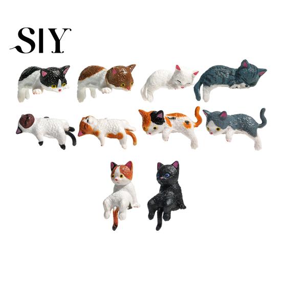 Tiny Plastic Cat Statues Mini Figurine Miniature Cute Cartoon Kittens Ornament for Office Decorations Computer Monitor Car Dashboard Home Desk