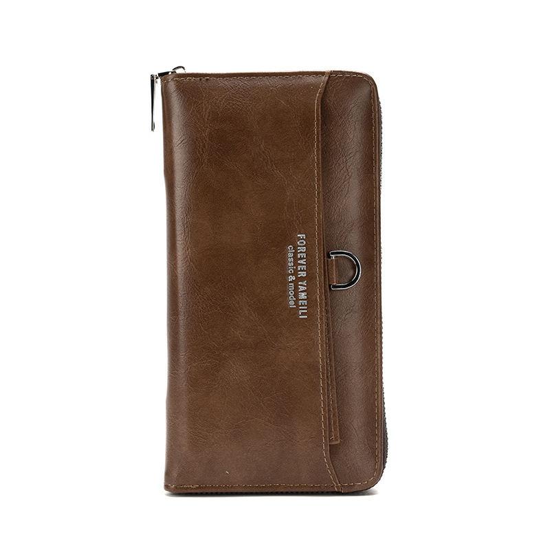 Artificial Leather Long Wallets for Women Men Fashion Zipper Purse Vintage Design Business Card Holder