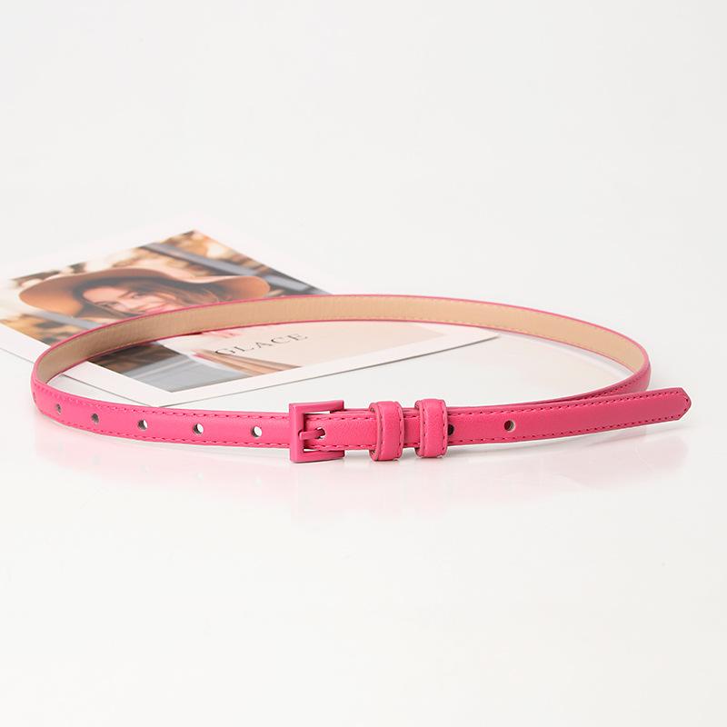 All-match Candy Color Small Women's Waistband High-end Thin Good-looking Belt with Alloy Pin Buckle Decoration for Dress Pants