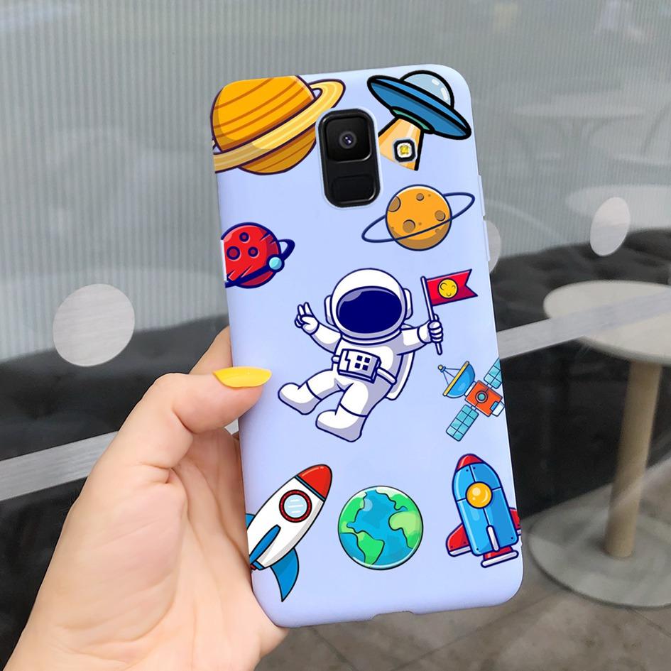 For Samsung Galaxy A6 2018 Case SM-A600F Cute Sunflower Astronaut Phone Cover For Samsung A6 Plus 2018 A6Plus A6+ SM-A605F Coque