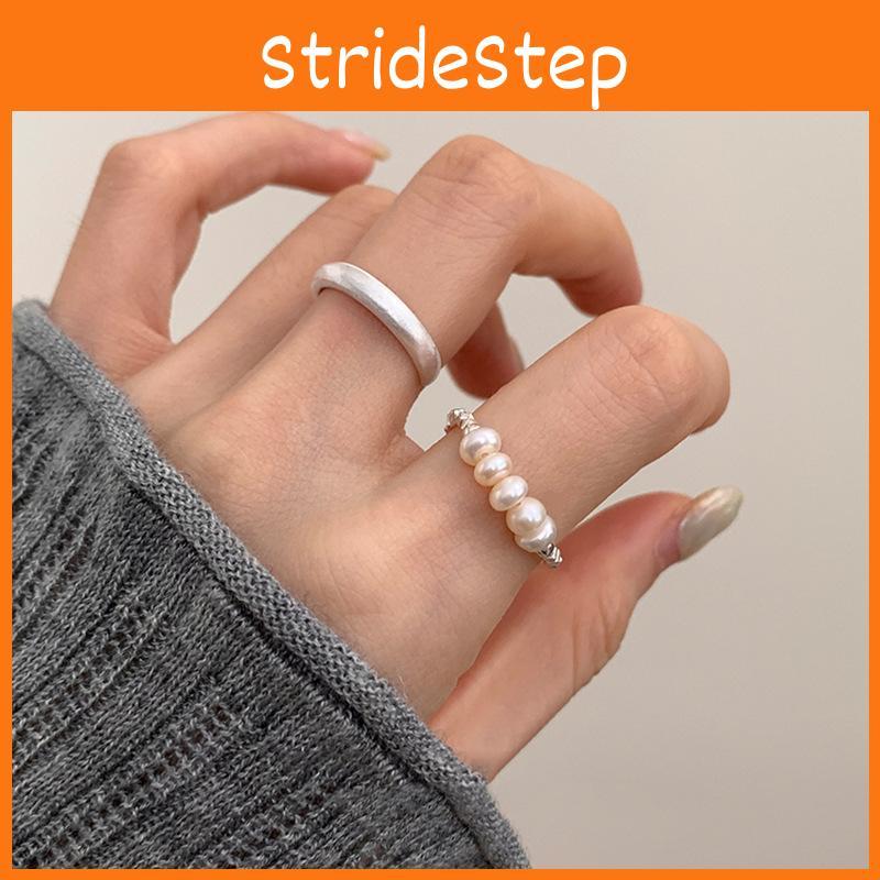 Chic Fall 2022 Collection Women's Geometric Ring With Pearl Accents Ideal For Daily Wear