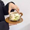 Hochwertiges, retro-braunes Osmanthus-Kaffeebecher- und Teller-Set, Originaltasse für Nachmittagstee, Latte-Cup für Zuhause oder Büro