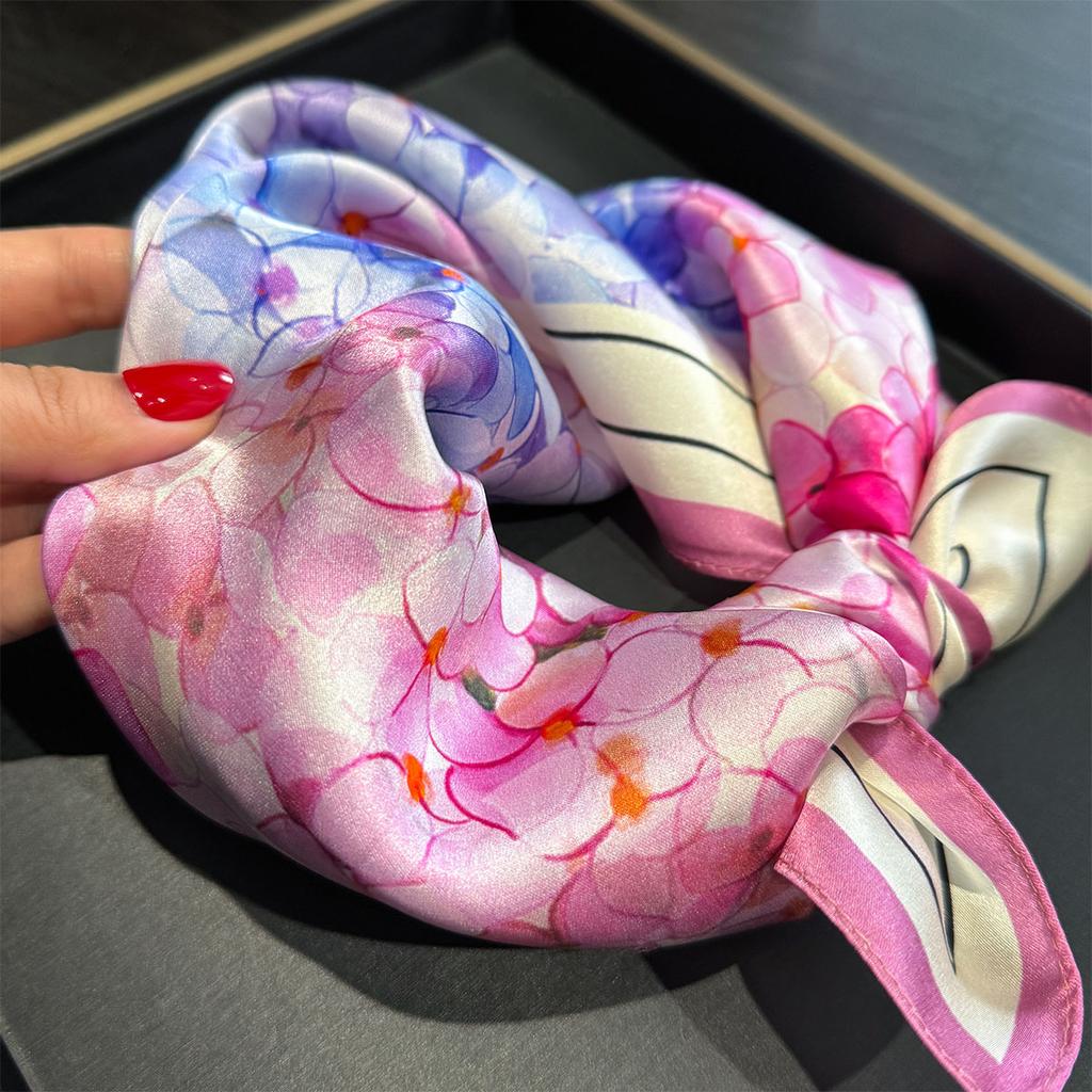 Nouveau   100% Foulard En Soie De Murier Mode Femmes Ete Plage Petites Echarpes Chale Poncho 53*53 cm