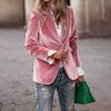 Giacca Blazer in Velluto da Donna, 4 Colori, Design Senza Tasche, Vestibilità Slim