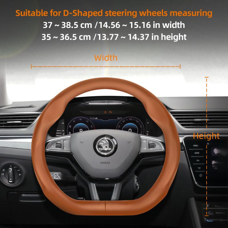 KTDJ9 Suitable for Skoda Ultra-Thin Breathable Leather Steering Wheel Cover Suitable for Octavia 2 3 A7 1 Superb Roomster A5