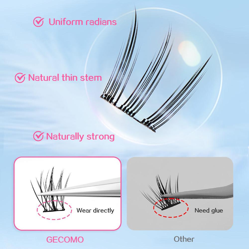 Natürliche selbstklebende falsche Wimpern 36 Büschel einzelnes Büschel Lazy Kleberfreie falsche Wimpern LC C gewellt 10-13 mm