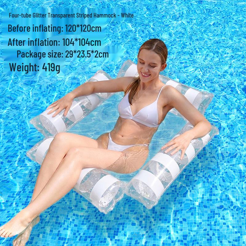 Tumbona Flotante Inflable Plegable Transfronteriza con Respaldo y Malla