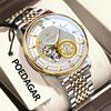 POEDAGAR Fashion Business Men Automatic Mechanical Watch Waterproof Luminous Hollow Tourbillon Male Clock Steel Strap Men's Watches