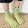 4Pairs All-Season Wearable New Ugly Cute Quirky Abstract Clownfish Five-Toe Couple Mid-Calf Socks