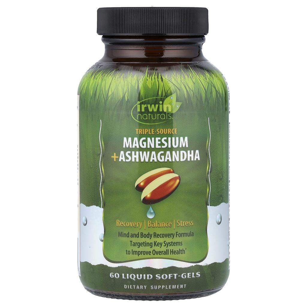 Irwin Naturals, Triple Source of Magnesium + Ashwagandha, 60 Liquid Softgels